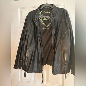 Big Chill Vintage Faux Dark Brown Leather Jacket. Sz. 1X.